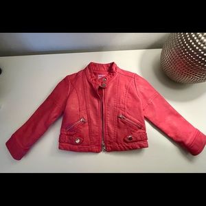 Hot pink, Mayoral pleather moto jacket, size 2